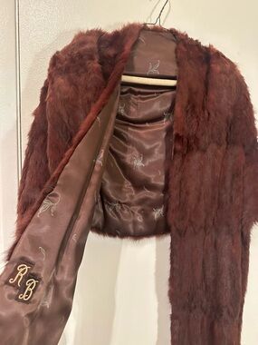 Cropped vintage mink Fur Jacket in Rich reddish Brown